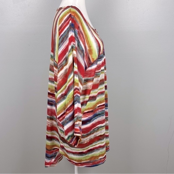 NWT New Directions striped scoop neck 3/4 sleeve knit tunic top, size 3X. - Picture 3 of 10